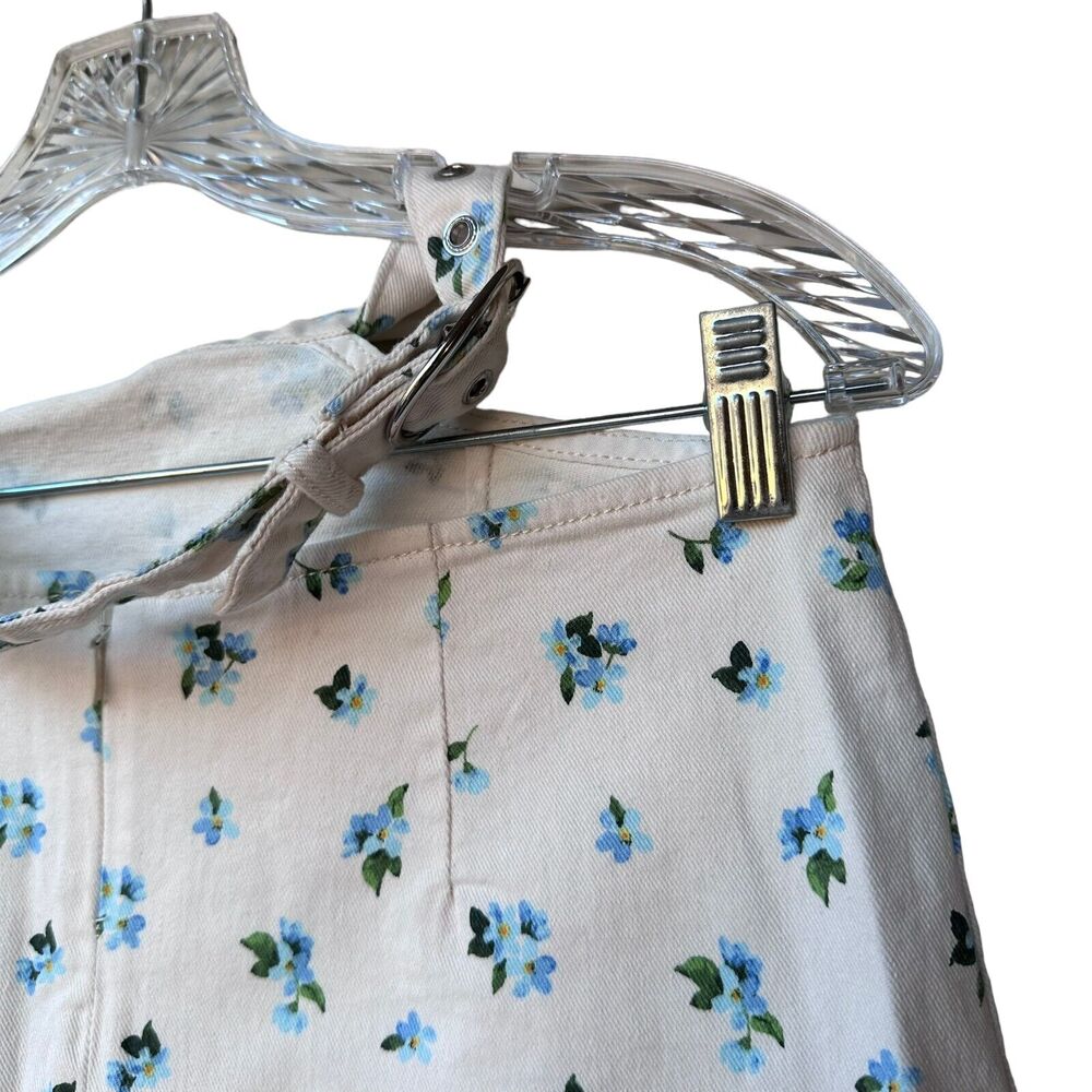 weworewhat cut out mini skirt watercolor ditsy zr5 ivory with blue floral small - Picture 10 of 13